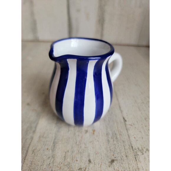 City to cottage mini creamer picture dark blue striped tea coffee‎ - Picture 2 of 7